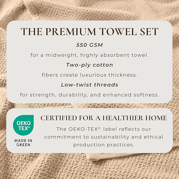 Great Bay Home 100% Cotton 4 Pack 54x27 Bath Towel Set - Absorbent, Quick-Drying, Durable Towels for Bathroom Decor - Low-Twist, Two-Ply Fibers (Taupe)