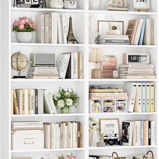 FOTOSOK 6-Tier Open Bookcase and Bookshelf Set of 2, Freestanding Display Storage Shelves Tall Bookcase for Bedroom, Living Room and Office, White
