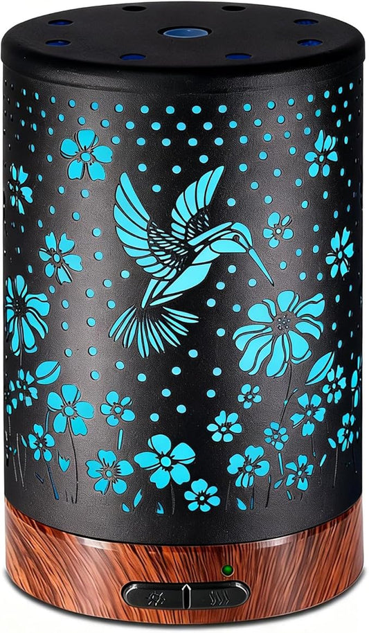 Essential Oil Diffuser Aromatherapy Diffuser - Metal Aroma Diffuser for Home 150ml Ultrasonic Cool Mist Diffuser with 7 Colors Light Auto Shut-Off Protection for Home Office SPA Yoga Decor & Gift