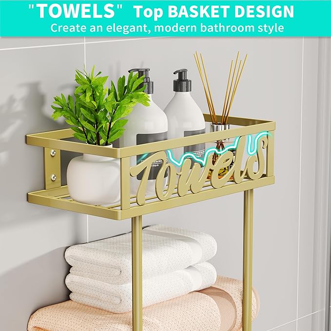 HapiRm Towel Rack Bathroom Storage - 3 Tier Over The Door & Wall Mounted Rolled Towel Racks Holder Organizer with Metal Shelf and 6 Hooks for Small Bathroom, Camper, Rv - Black