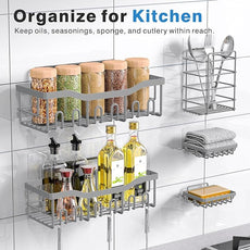 EUDELE 5-Pack Rustproof Stainless Steel Shower Caddy – No Drill Adhesive Bathroom Organizer with Large Capacity, Spacious Shower Shelves for Inside Shower, Kitchen & Home Decor Storage-XL Size