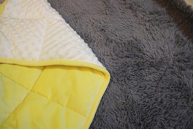 ALANSMA Reversible Weighted Blanket for All Season, Luxury Velvet, Warm and Cool, Adult 15Lb Yellow Weighted Blanket, Enjoy Sleeping Anywhere(Light Yellow,60"x80" 15lbs)