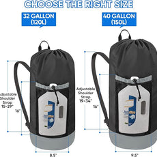 BALEINE 150L Laundry Bag Backpack, 900D Oxford Fabric Large Travel Laundry Bags with Shoulder Straps and 2 Mesh Pockets for College Dorm, Apartment, Laundromat (Black, 150L)