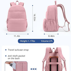 Travel Backpack for Women, 15.6 Inch College Laptop Backpack, Water Resistant Work Backpacks, Cute Quilted Bookbag