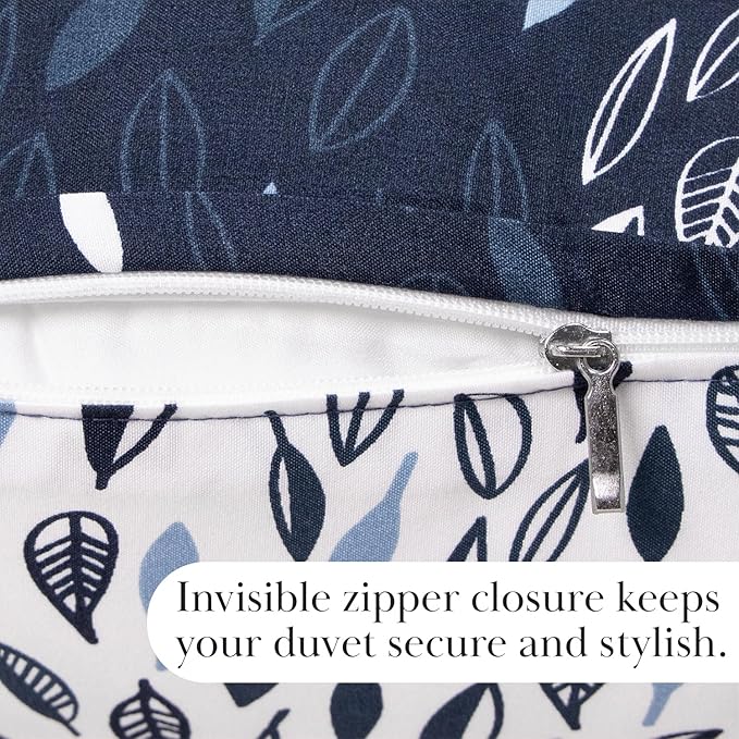 Southshore Fine Living, Inc. King Size Duvet Cover Set, Reversible, Premium Quality Microfiber King Bedding Set, Easy Care - 1 King/California King Duvet Cover, 2 Shams - Botanical Leaves Blue