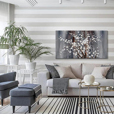 AJAZIKO Wall Art for Living Room Large Modern Wall Decor Canvas Paintings for Wall Decorations White Flower Brown Bedroom Office Artwork Plum Blossom Art Prints Framed