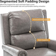 Faux Leather Recliner Chair, Modern Pushback Armchair with Adjustable Backrest & Footrest for Bedroom, Living Room-Grey, Set of 2