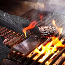 KITCHEN PERFECTION XL Silicone Smoker Oven Gloves-Extreme Heat Resistant BBQ Gloves-Handle Hot Food Right on Your Grill Fryer&Pit|Waterproof Grilling Cooking Baking Mitts|Superior Value Set+3 Bonuses