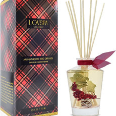 LOVSPA Reed Diffuser Set, Holiday Red Currant & Woods Scented Oil Diffuser with Sticks, Home Fragrance Accessories for Bathroom Shelf Decor, Aroma Diffusers for Home or Office Desk, USA Made