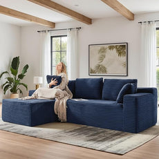 105''Sectional Cloud Couch with L Shaped Chaise,Modern Modular Sectional Sofa,Comfy Sectional Couches for Living Room,Bedroom,Apartment (Blue, 105''W Left Facing Chaise)