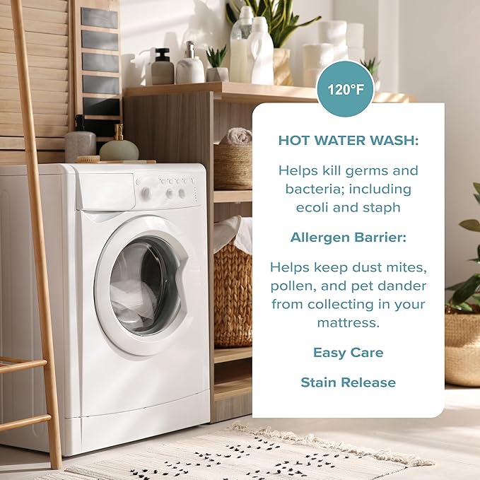 Bare Home Quilted Fitted Mattress Pad (Full) - Cooling Mattress Cover - Easily Washable - Elastic Fitted Cover for Mattress - Stretch-to-Fit up to 15 Inches Deep (Full)