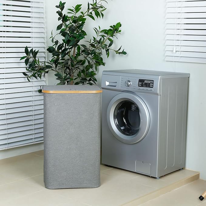 Laundry Hamper with Lid, 110L Large Laundry Hamper with Handle and Lid, Collapsible Clothes Basket Organizer with Removable Inner Bag for Clothes Toys Towels - Grey