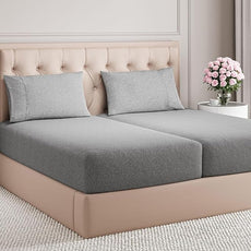 Split King Size 5 Piece Sheet Set - Comfy Breathable & Cooling Bed Sheets Set - Hotel Luxury Bedding for Women, Men, Kids, Teens, Boys & Girls - Deep Pockets & Wrinkle Free - Grey (Heathered Sheets)