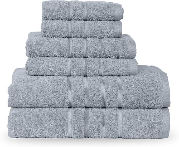 Martex 6-Piece Towel Set – Ultimate Performance – 100% Cotton – 2 Bath Towels – 2 Hand Towels – 2 Wash Cloths – Versatile – Low-Linting – Supersoft & Absorbent Bathroom Set – Easy Care – Spa Blue