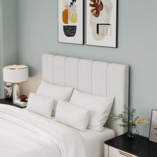 Yongchuang Upholstered Headboard Queen Size Head Board for Queen/Full Bed Adjustable Height Panel Headboards Grayish White Linen