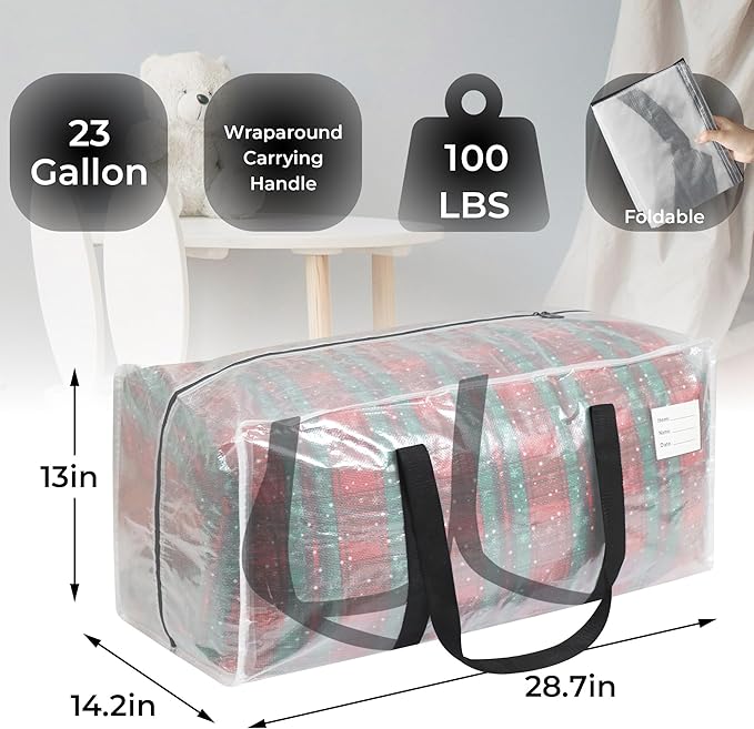 6 Pack Extra Heavy Duty Large Moving Bags with Comfortable Handle & Strong Zipper,Storage Totes for Space Saving Moving Storage College Supplies Alternative to Moving Box,Clear