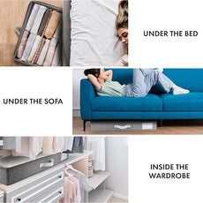 HOMELUX THEORY 2pc Under Bed Storage Containers, Bedroom Under the Bed Drawer Storage Organizer with Bins and Lids, Large Underbed Clothes Storage Box Ideal for Blanket, Fabric, & Shoes (LightGray)