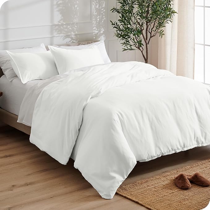 Bare Home Bedding Duvet Cover Queen Size - Premium 1800 Super Soft Collection - Lightweight, Cooling Duvet Cover - Soft Breathable Bedding (Queen, Cream)