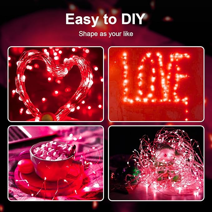 ZGWJ Fairy Lights Battery Operated, 100 Pack Twinkle String Lights 20 LED 7FT 3 Lighting Modes for Bedroom Decor, Easter, Halloween, Christmas, Party Indoor and Outdoor Decoration (Red, 100PCS)