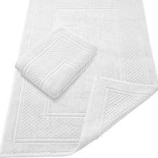 Avalon Towels White Bath Mat - 100% Cotton Set of 2 Absorbent Bathmat - Bathroom Mats Quick Dry Bath Mats for Bathrooms (22x34 Inches)
