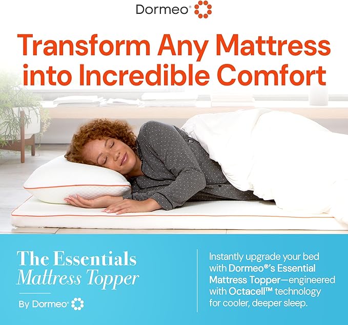 Dormeo The Essentials Mattress Topper, Queen, 2-Inch with Octacell Technology, Plush Comfort, Breathable, Cooling Foam Mattress