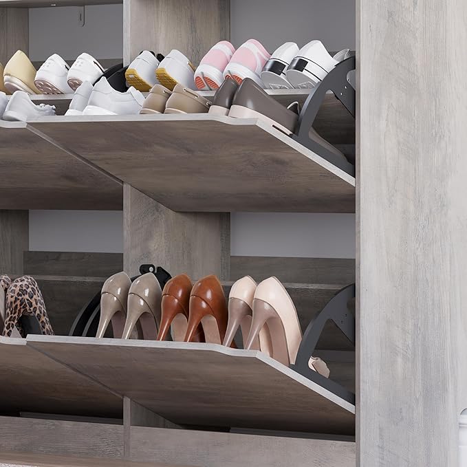 Shoe Cabinet with 4 Flip Drawers, Narrow Hidden Shoe Storage Cabinet, Slim Freestanding Shoe Rack Organizer for Entryway, Hallway, Bedroom, Living Room