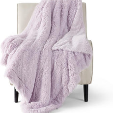Bedsure GentleSoft Fuzzy Sherpa Faux Fur Twin Blanket Lavender Purple Cozy Gifts for Women Men, Soft Fleece Plush Warm Thick Blanket Twin Size for Bed, Room Dorm Essentials Purple Decor Gifts, 60x80
