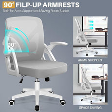 FelixKing Office Chair - Ergonomic Desk Chair Breathable Mesh Task Chair with Wheels and Lumbar Support Home Desk Office Chair with Flip up Armrest Rolling Swivel Computer Chair for Home Office Gray