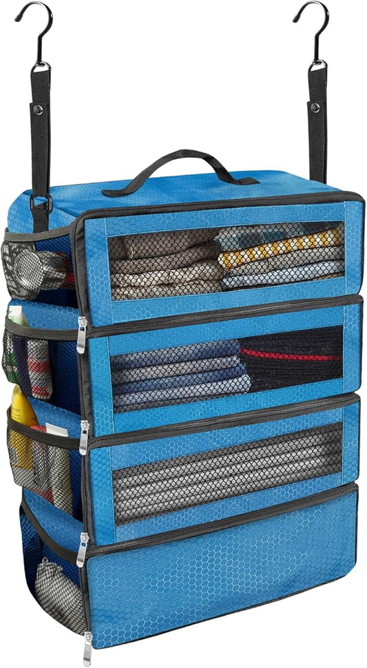 Suitcase Organizer, Travel Luggage Organizer Portable Hanging Travel Shelves Collapsible Hanging Packing Cubes for Carry on Suitcase
