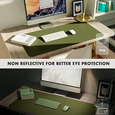 YSAGi Double-Sided Desk Pad, Leather Desk Mat, Eco Cork Desk Pad Protector,Large Mouse Pad,Waterproof Desk Blotter for Office/Home (Olive Green+Cork, 47.2