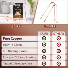 MasterMedi Tongue Scraper with Case Easy to Use Tongue Scraper for Adults, Tongue Cleaner for Oral Care & Hygiene Copper Set of 2 (with Travel Case)