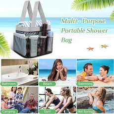 Hillban 4 Pcs Mesh Shower Caddy Portable Large Quick Dry Shower Caddy Basket with Deeper 8 Pockets and 2 Handles Hanging Bag for College Dorm Room(Gray)