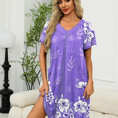 Ekouaer Women Robe Zipper Front Mumu Duster Robes Zip Up Housecoat Soft Sleepwear with Pockets