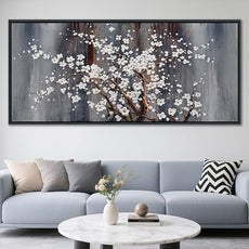Large Plum Blossom Canvas Wall Art Brown Wall Decor Living Room Cherry Blossom Bedroom Pictures Over Bed Framed Artwork for Wall Modern Canvas Paintings for Decorations 40×87