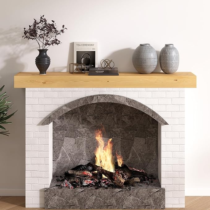 Dreamland Fireplace Mantel - Wall-Mounted Mantles for Over Fireplace - Farmhouse Fireplace Mantle Shelves - Handcrafted Wood Fireplace Mantels - Floating Fireplace Mantel 48 X 8 X 3 - Natural