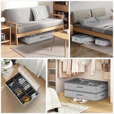homyfort 32 Pairs Shoe Organizer Under Bed, Underbed Shoe Storage Boxes Bins, Organizador De Zapatos, Extra Large Zapateras Organizer, Grey, Set of 2