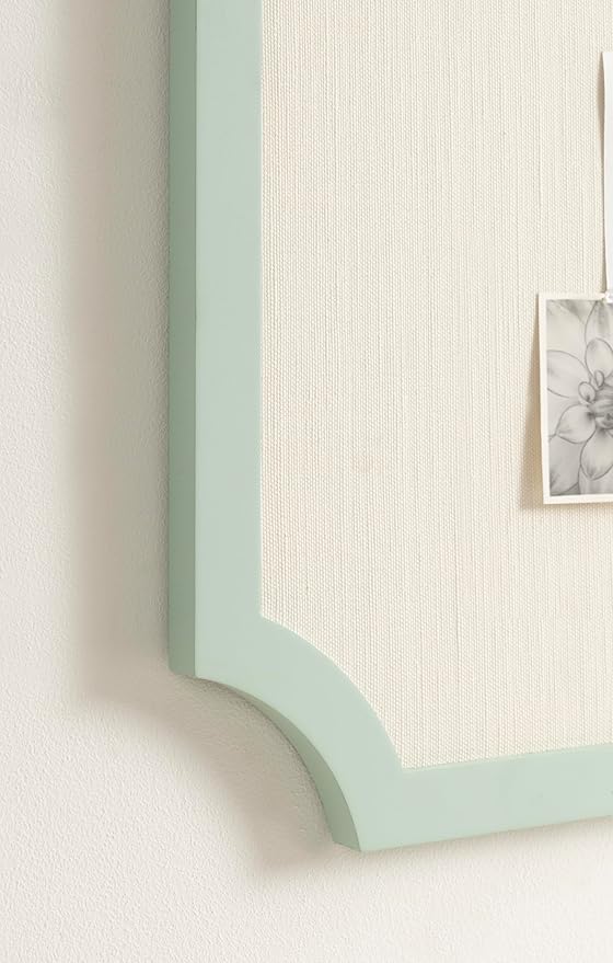 Kate and Laurel Holbrook Modern Framed Scallop Fabric Pinboard, 15 x 24, Green, Transitional Scalloped Bulletin Board for Use as Vision Board or Wall Organization