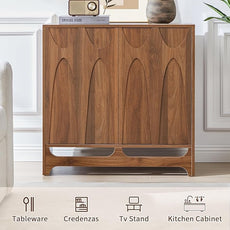 Sideboard Buffet Cabinet with Storage Set of 2, 63” Mid Century Modern Storage Cabinet with Adjustable Shelf and 4 Doors for Dining Room, Living Room,Entry