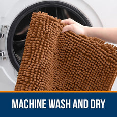 OLANLY Bathroom Rugs 36x24, Extra Soft Absorbent Chenille Bath Rugs, Rubber Backing Quick Dry, Machine Washable Bath Mats for Bathroom Floor, Tub and Shower, Home Decor Accessories, Ochre