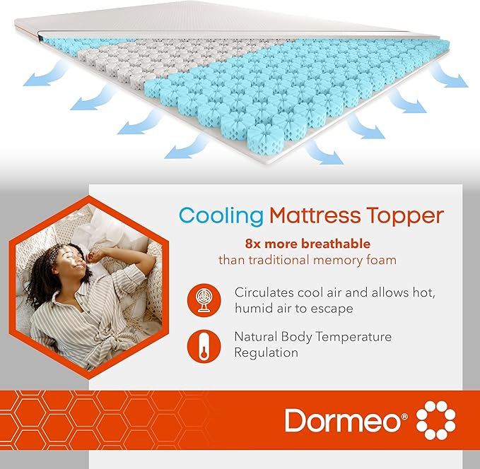 Dormeo RV King Cooling Mattress Topper, 3-Inch with Octaspring® Technology for Optimal Back Support, Medium Firmness