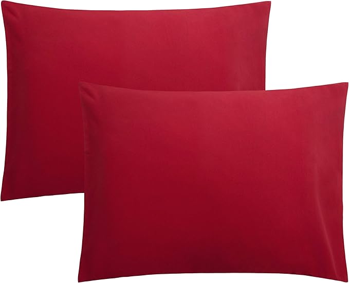 FLXXIE Microfiber Pillow Cases Standard Size, Soft Pillowcases with Envelope Closure, Wrinkle, Stain Resistant Pillow Covers, 20x26, Wine Red