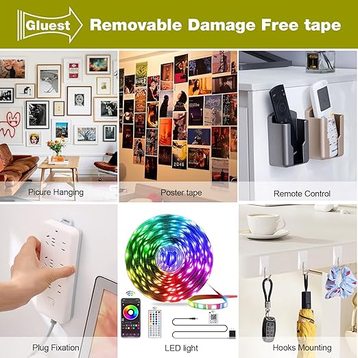 Removable Double Sided Tape for Walls,1IN x 20FT Heavy Duty Mounting Tape, No Damage Wall Tape Damage Free Adhesive Strips Picture Hanging Strips Poster Strips Decor Home Office School Dorm