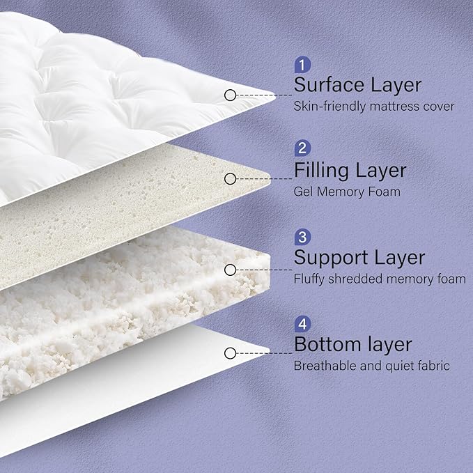 WhatsBedding 4 Inch Memory Foam Mattress Topper King for Back Pain Relief, Filled with Breathable Memory Foam, Soft Fluffy Supportive Bed Mattress Topper, 80x78x4 in