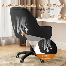 Cute Home Office Chair Velvet Upholstered Desk Chairs with Mid Back Swivel Adjustable Makeup Vanity Computer Chair with Wheels