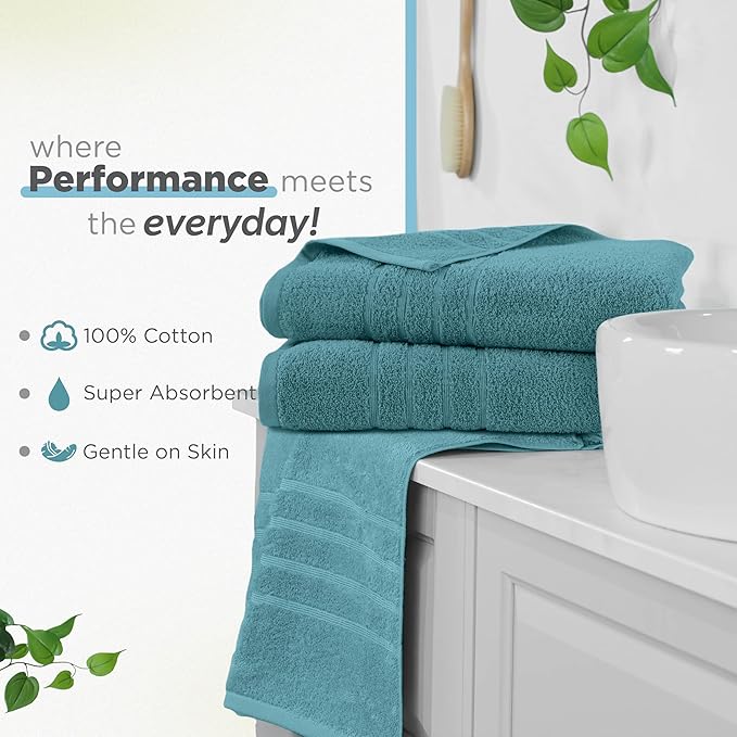 Martex 2-Pack Ultimate Performance Bath Sheet Set – 100% Cotton – 33” x 65” – Extra Large Bath Towels – Versatile – Low-Linting – Supersoft Bathroom Set – Super Absorbent – Easy Care – Larkspur Teal