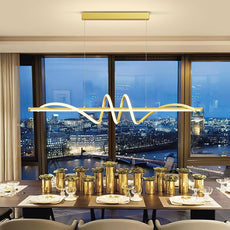 Modern LED Pendant Lights, 39in Gold Chandelier Dimmable with Remote Control 3000k-6000K Adjustable Color Temperature, Aluminum Island Lighting Lamp Fixture for Kitchen, Dining Room