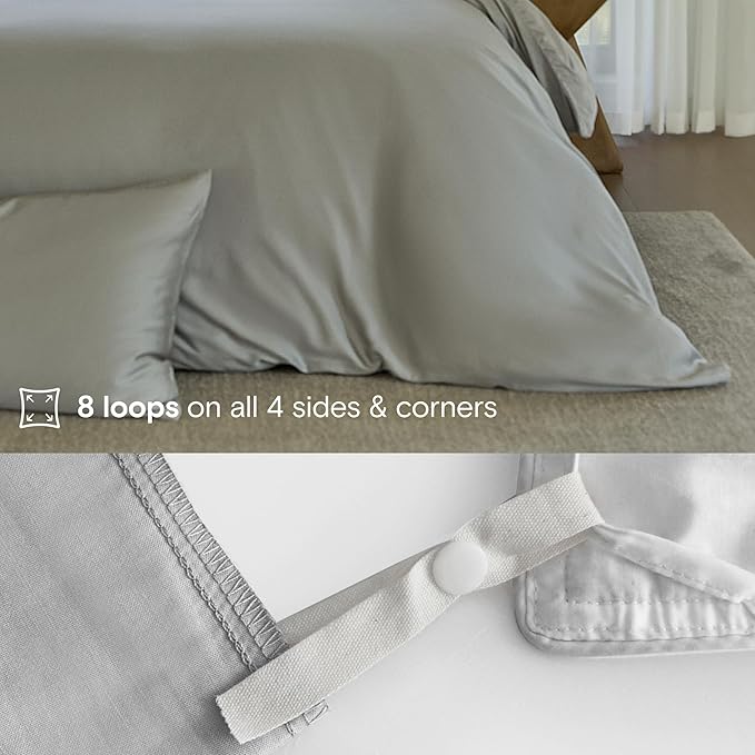 DOZ Duvet Cover Set, 100% Viscose derived from Bamboo, Organically Grown, Buttery Soft, Cooling Duvet Covers, High GSM, 1 Duvet Cover and 2 Pillowcases, 106"x90" (Dove, King/Cal King)
