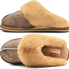 KuaiLu Womens Fluff Dual Memory Foam Slippers Ladies Cozy Arch Support Warm Scuff Slippers Slip on Comfy Winter House Shoes with Non-Slip Indoor Outdoor Hard Sole