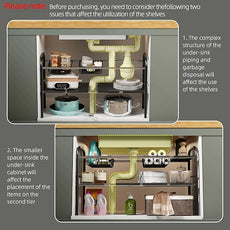 NETEL Under Sink Organizers and Storage, 2 Tier Expandable Under Cabinet Organizer Shelf with 2 Baskets and 6 Panels, Expandable Shelf for Cupboard, Kitchen, Bathroom, Shoe Storage Rack