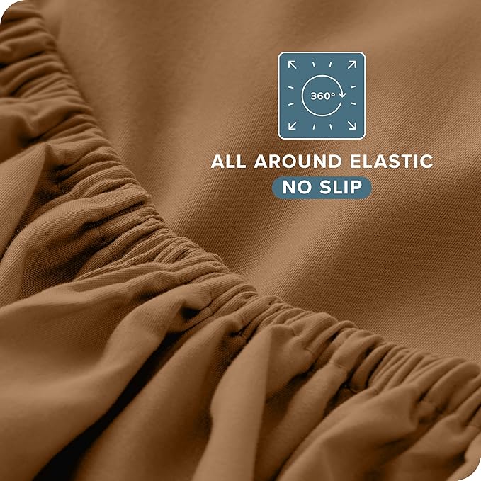 Bare Home Twin XL Sheet Set - 1800 Ultra-Soft Microfiber Twin Extra Long Bed Sheets - Double Brushed - Deep Pockets - Easy Fit - Extra Soft - 3 Piece Set - Bed Sheets & Pillowcases (Twin XL, Caramel) BareHome